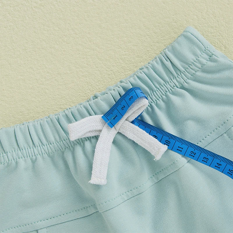 Boys' Excavator Print Summer Outfit Set - Short Sleeve Top with Elastic Waist Shorts