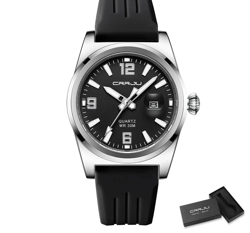 Casual Quartz Wristwatch - Waterproof Sport Watch with Silicone Strap & Luminous Display