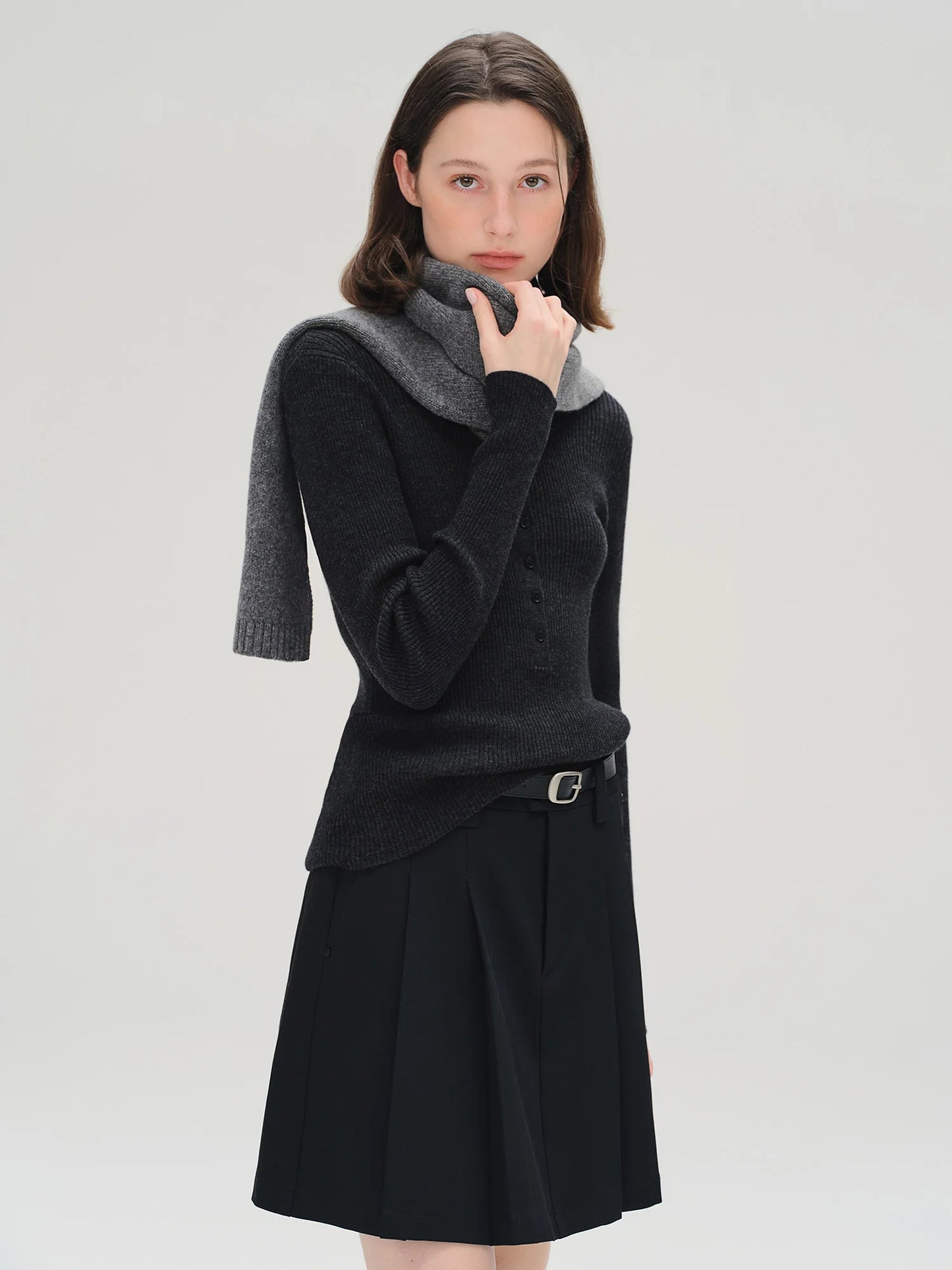 Merino Wool Ribbed Knit Sweater