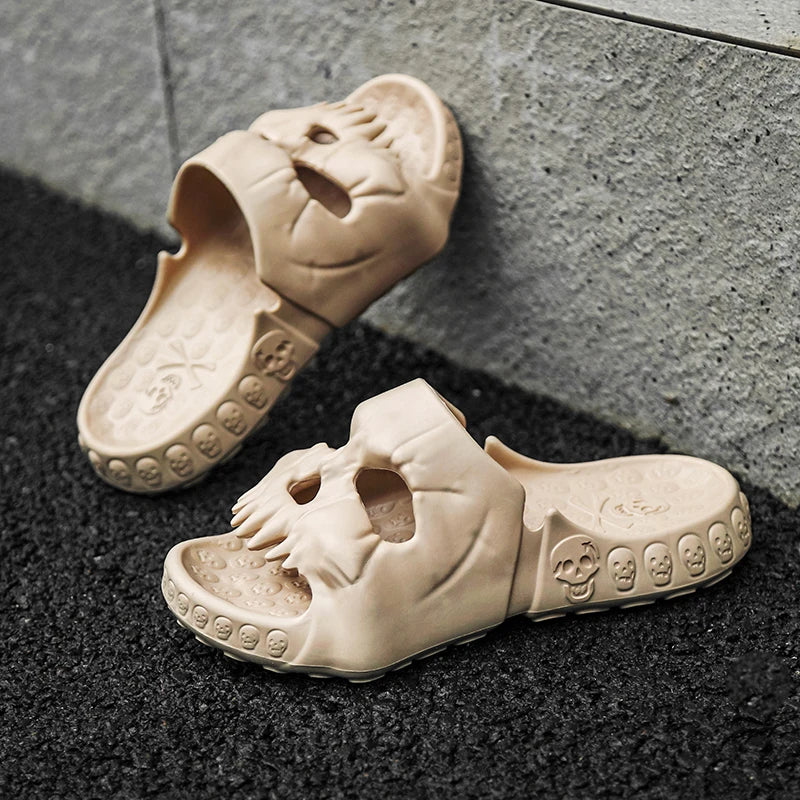 Men's Skull Design Slippers - Non-Slip Beach Sandals Slides