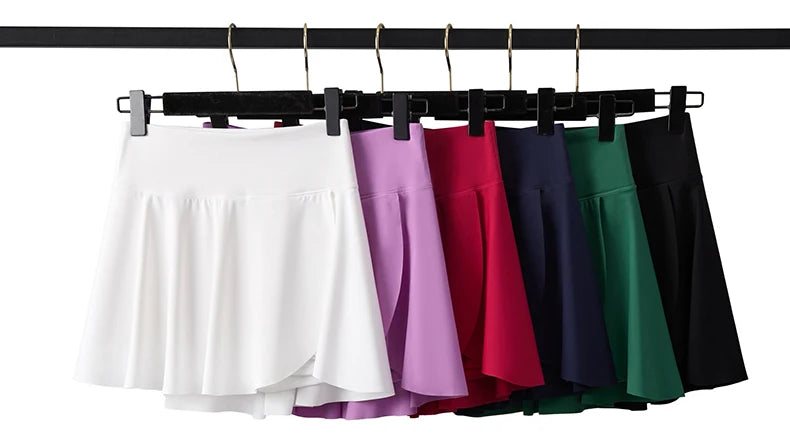 Women's High Waist Tennis Skirt with Pockets - Quick Dry Athletic Skort