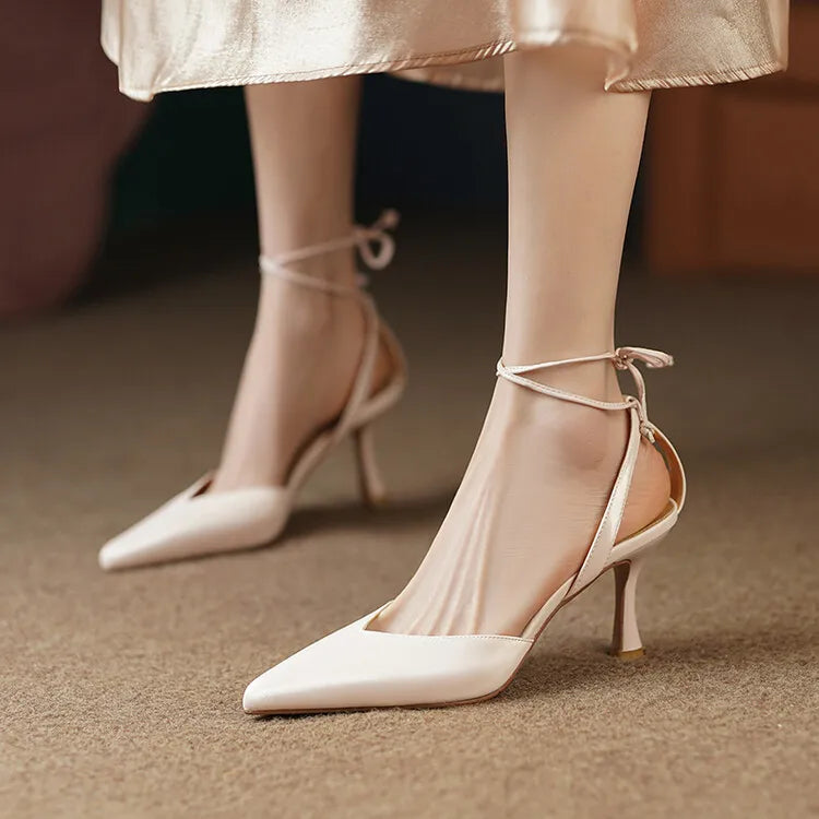 Women's Pointed Toe Rhinestone Wedding Sandals - Bowknot Pendant Pumps