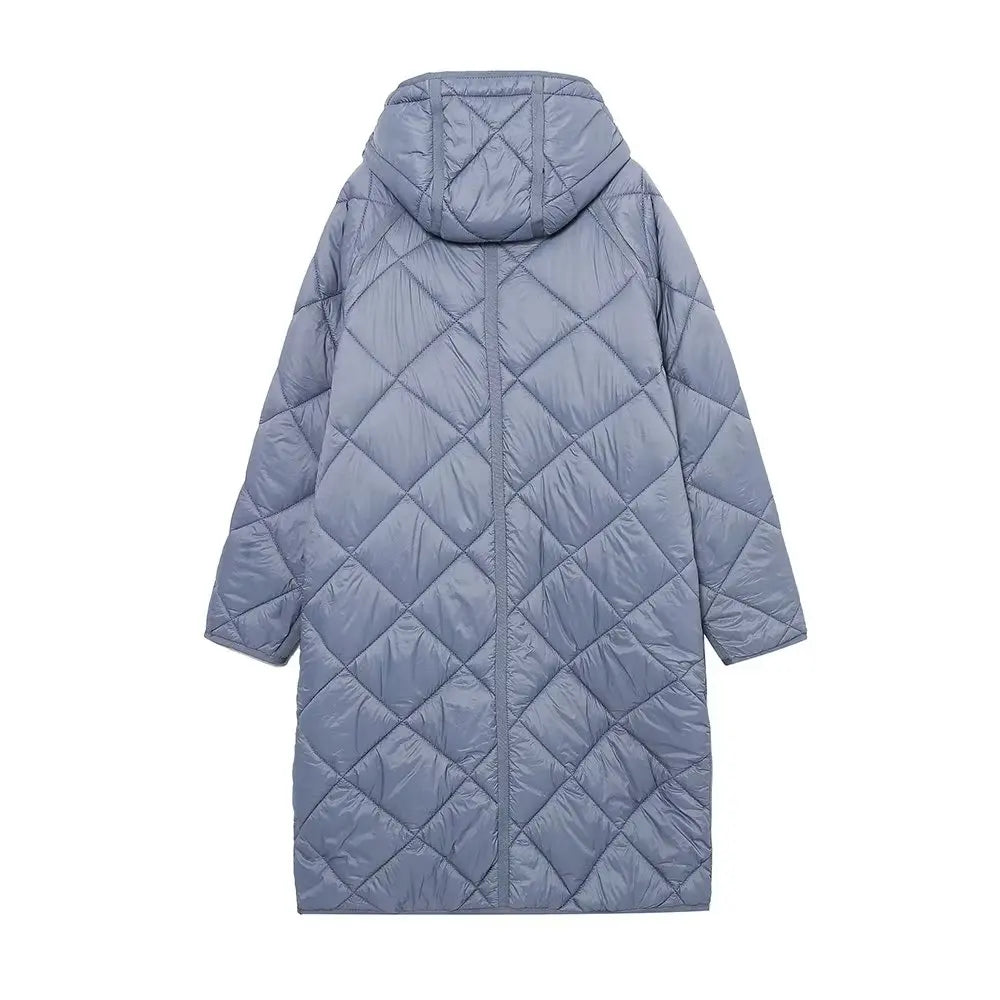 Vintage Oversize Long Hooded Parka - Long Sleeve Button Pocket Warm Coat