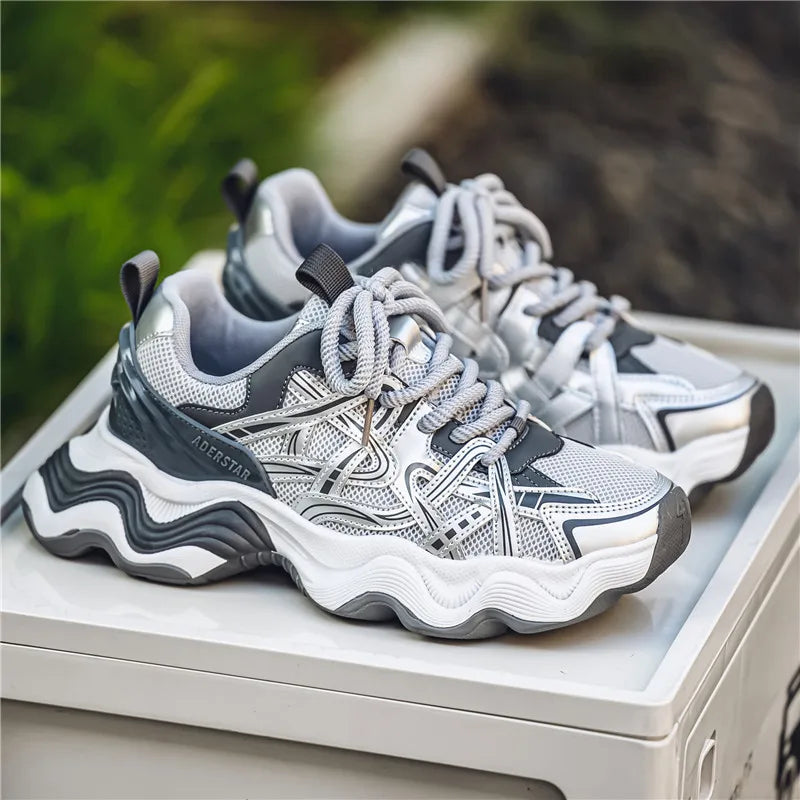 Men's Casual Platform Breathable Sports Shoes Lace Up Sneakers