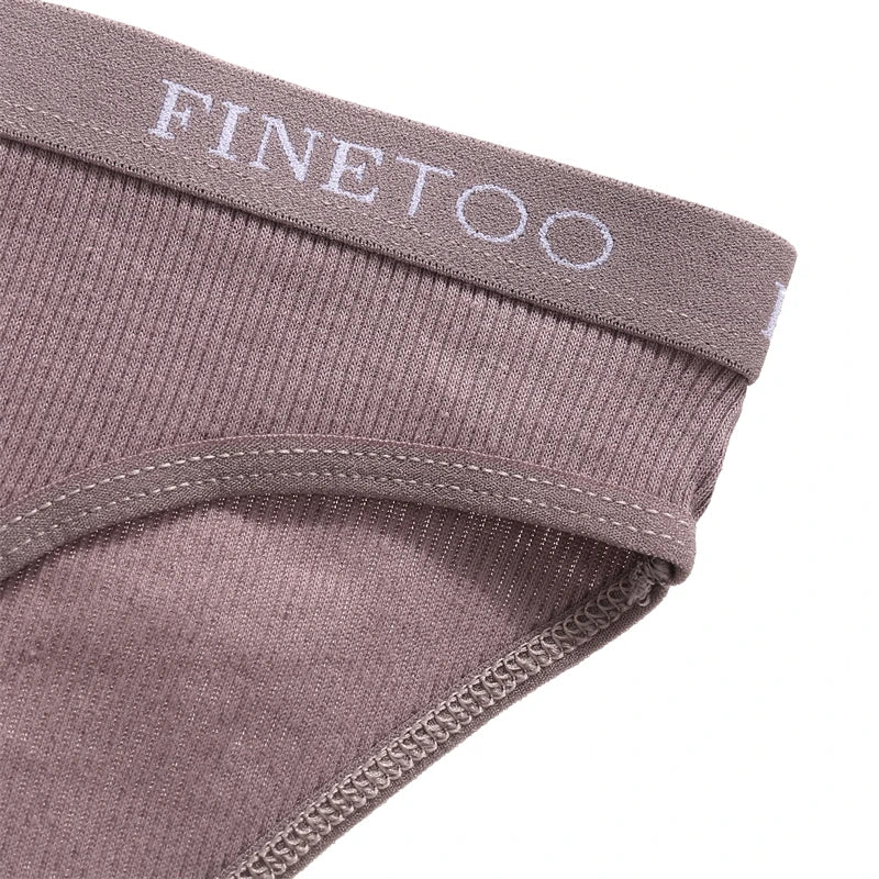 Women's 4Pcs Cotton Striped Underwear Panties Letter Belt Briefs  Low Waist Lingerie