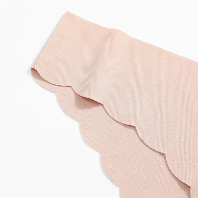 Women's 5Pcs Ice Silk Ruffles Underwear V Waist Panties Seamless Low-Waist Briefs  Comfortable Lingerie