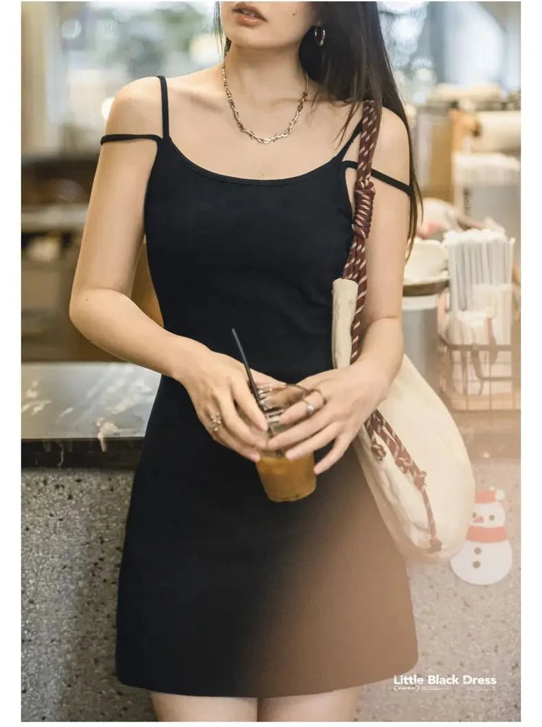 Slim Black Slip Dress - Sleeveless Bodycon Midi with Backless Design