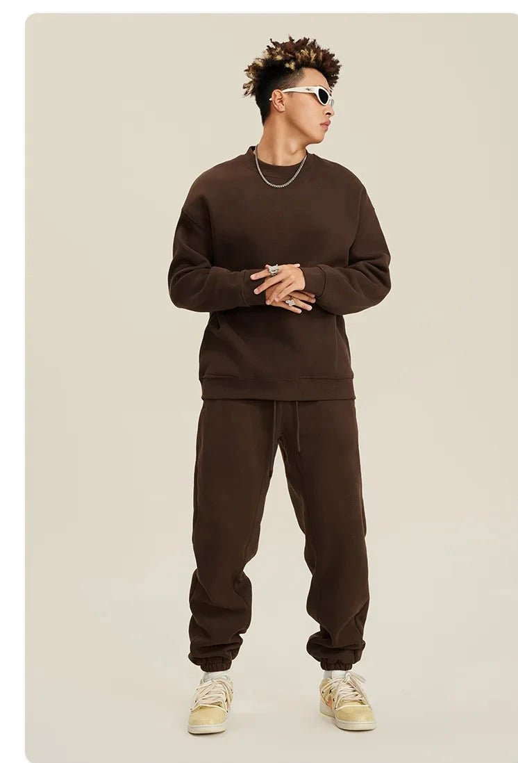 Unisex Round Neck Oversized Sweatshirt and Joggers Set