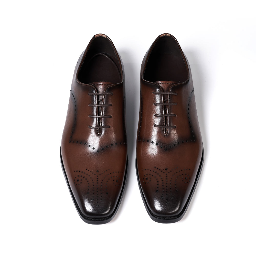 Men's Brogue Italian Genuine Leather Formal Classic Lace-Up Office Oxford Shoes
