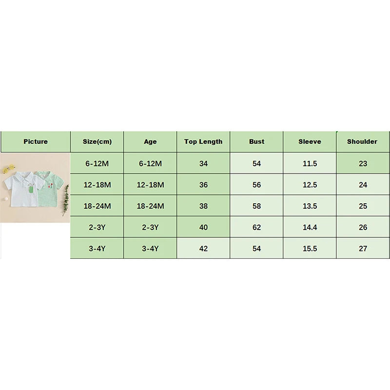 0-4Y Toddler Kids Boys Summer T Shirts Short Sleeve Casual Golf Embroidery Striped Print Pullover Top