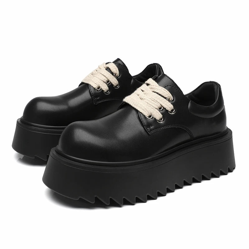 Men’s Platform Casual Genuine Leather Thick Sole British Shoes