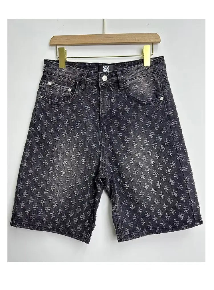 Men's Summer Retro five-point Casual Denim Ripped Shorts
