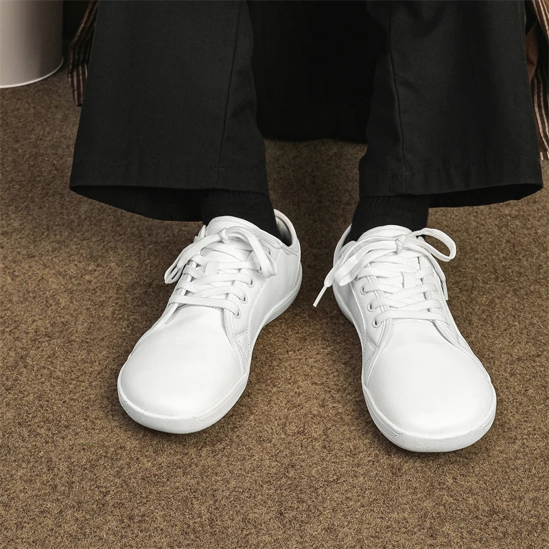 Men's Casual Leather Sneakers - Lace-Up Running Sports Shoes