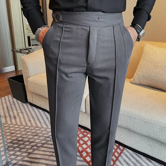 Men's British Style Slim Fit Smart Casual Trousers