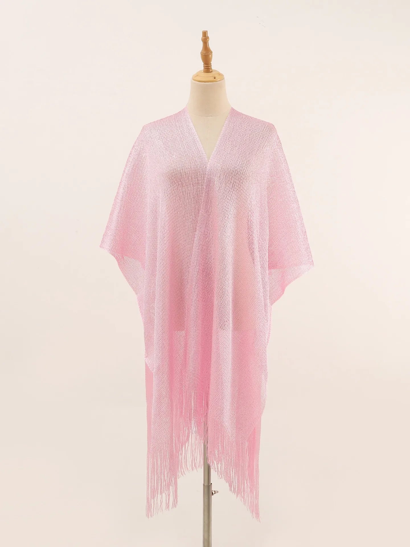 Women Swimsuit Cover Ups Shawl-Collar Caftans Beach Tunic Dress Robe Solid Tassel Pareo Beach Cover-ups