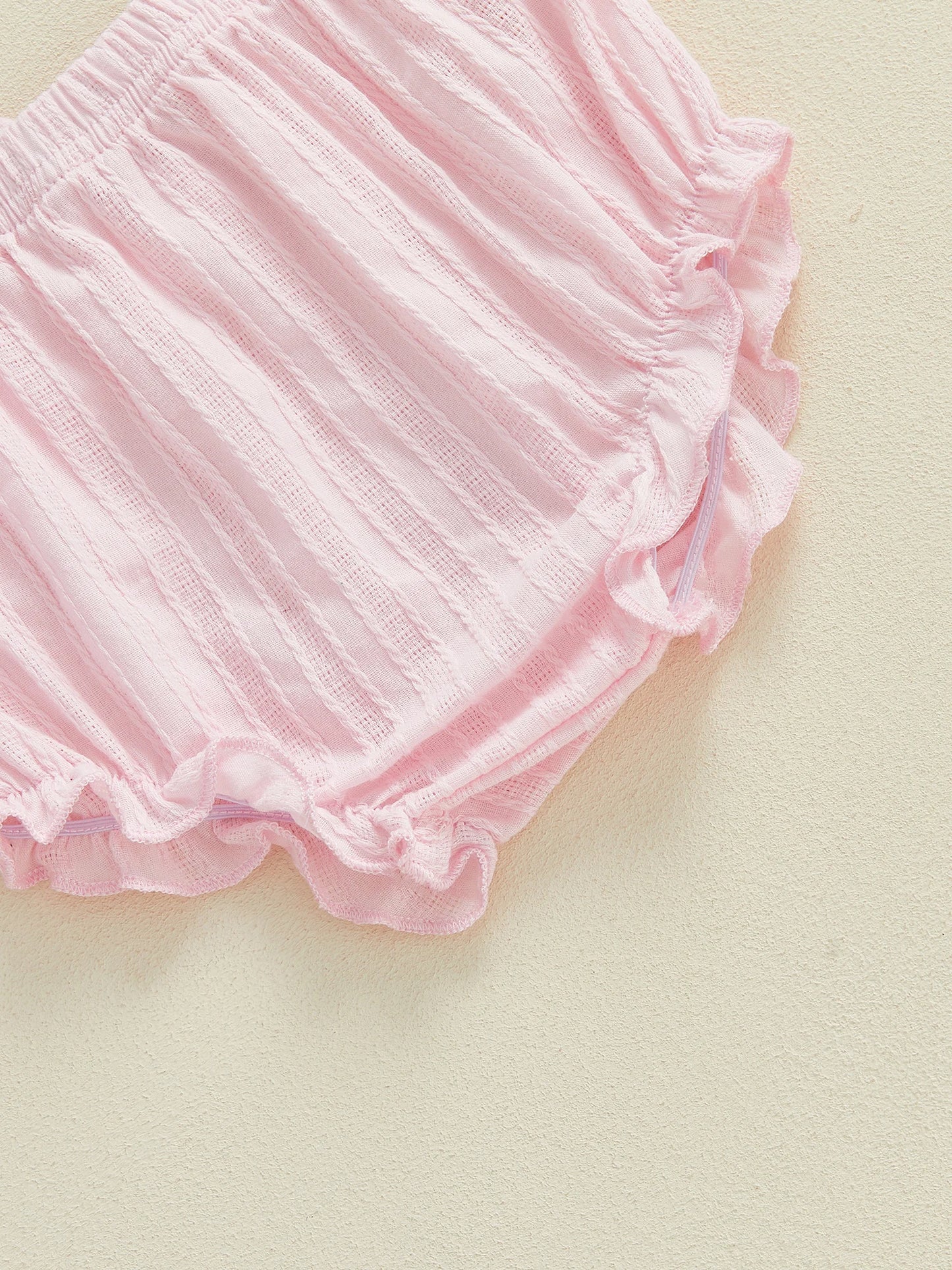 Baby Girls Summer Outfit Set - Flying Sleeve Top & Ruffle Shorts (0-24M)