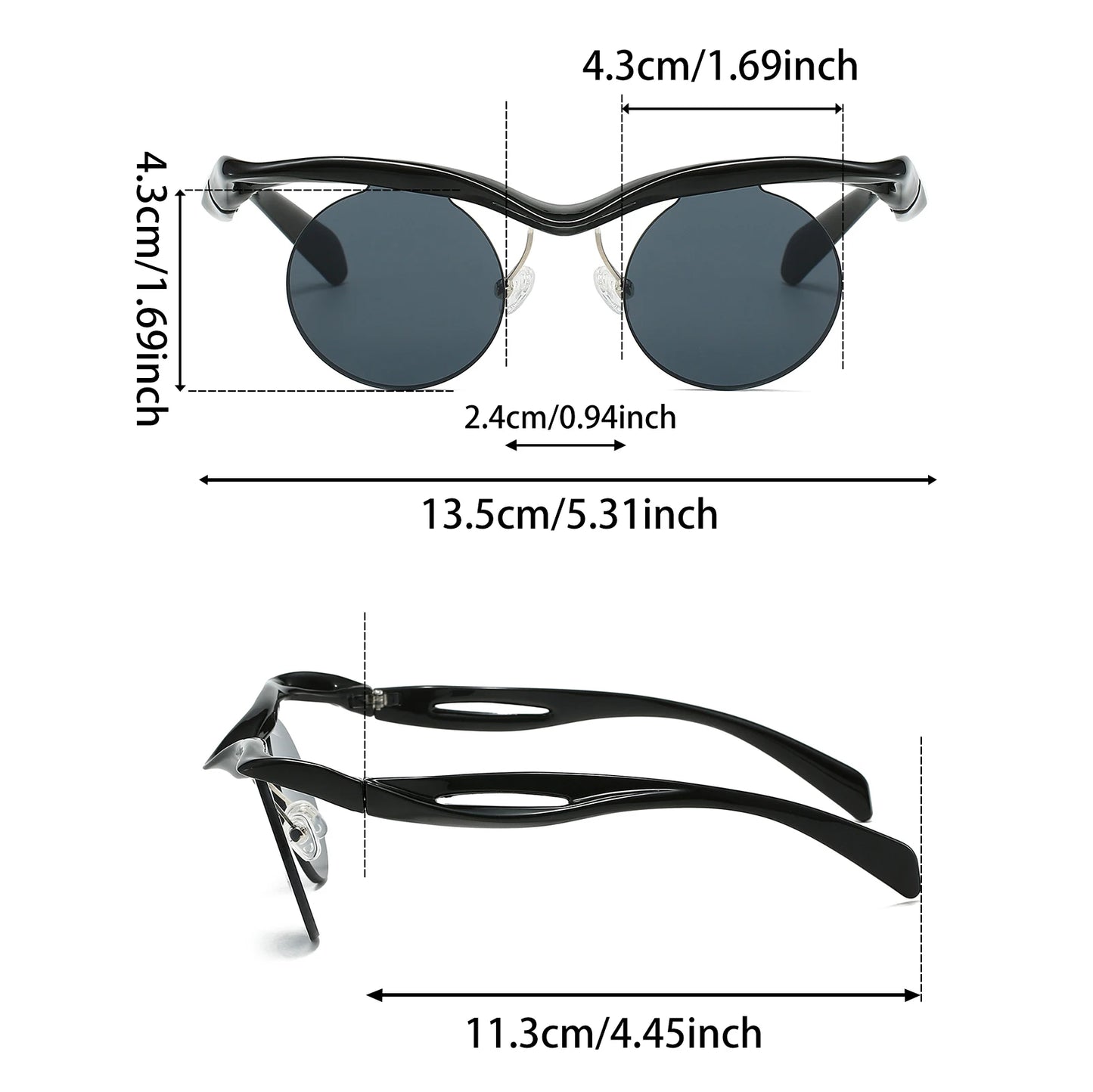 Unisex Irregular Semi-rimless Round Vintage Punk Anti UV Sunglasses