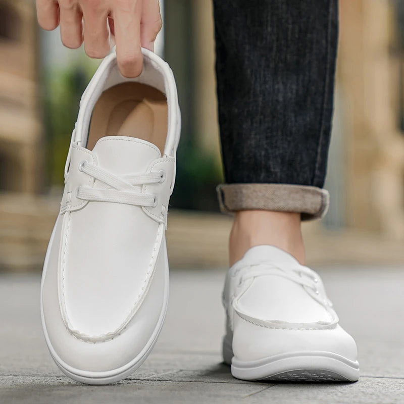 Men's Leather Slip-On Boat Shoes - Breathable Casual Loafers