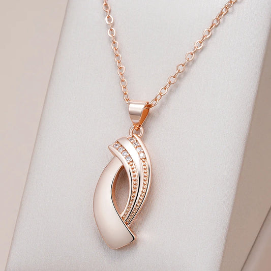 Glossy Geometry Natural Zircon Pendant  Pendant Necklace for Women 585 Rose Gold Colour