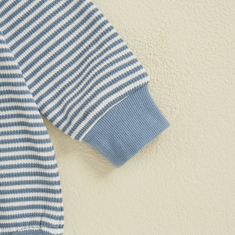 Baby Easter Romper - Stripe Rabbit Carrot Embroidery Long Sleeve Bodysuit