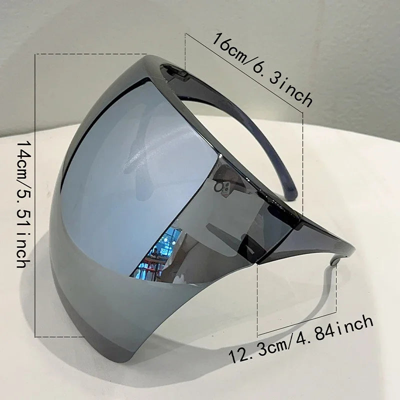 Unisex Huge Goggle Futuristic Mirror  Wrapped Round Anti-UV Sunglasses