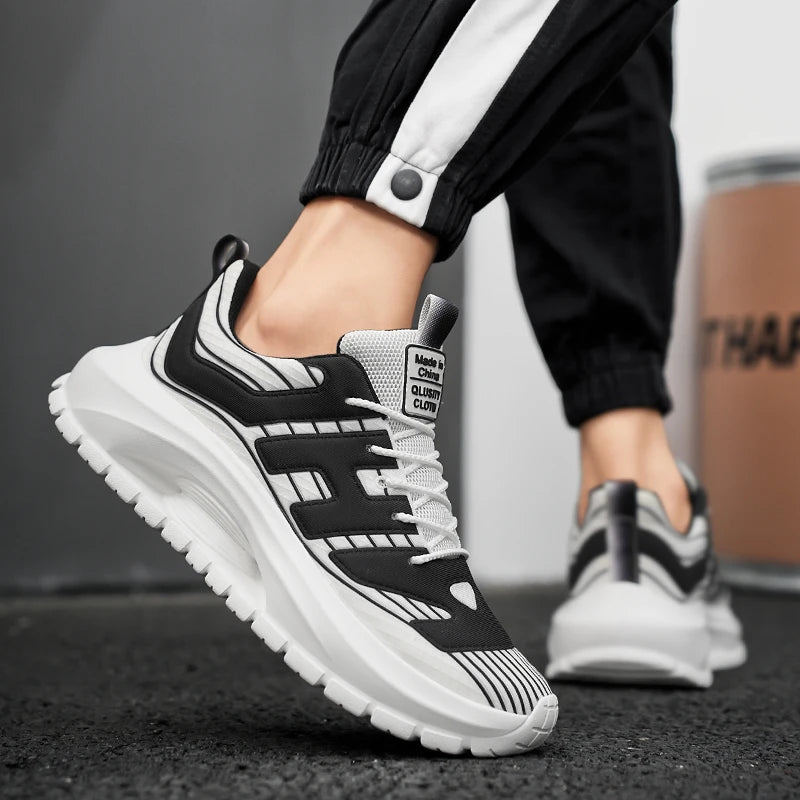Men's Casual Sneakers Breathable Lace Up Platform Trainers Shoes