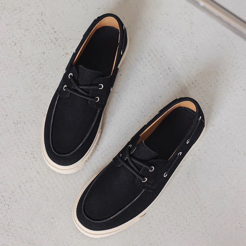 Slip-On Leather Sneakers - Men's Breathable Skateboard & Tennis Loafers