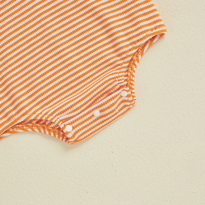 Baby Easter Romper - Stripe Rabbit Carrot Embroidery Long Sleeve Bodysuit