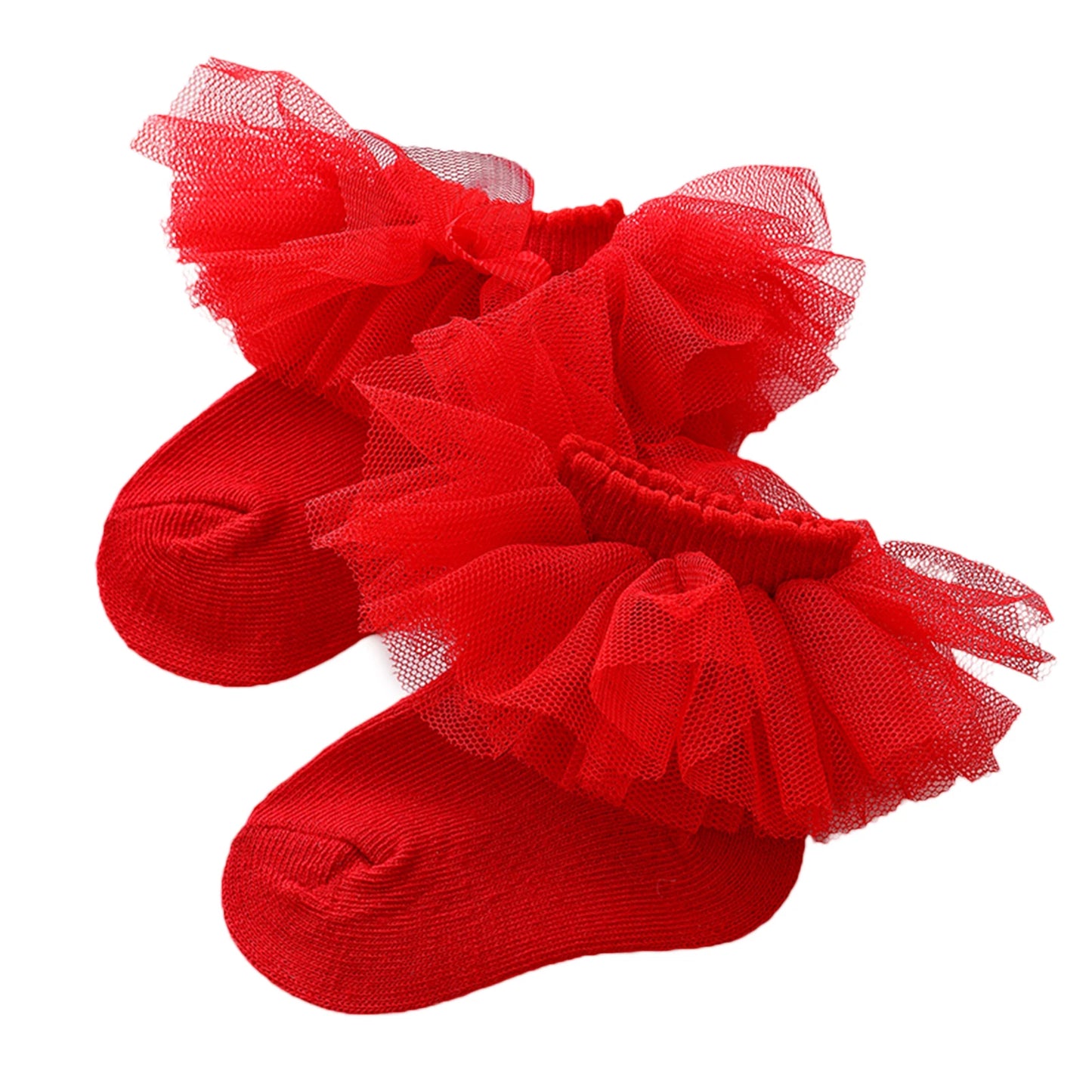 Newborn Baby Girls Princess Socks - Lace Mesh Combed Cotton Knitted Socks