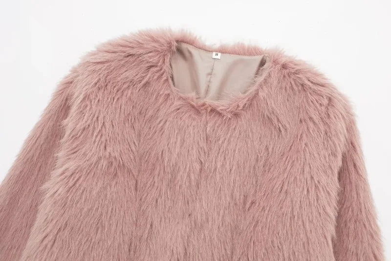 Women's Faux Fur Long Sleeve Cardigan Coat Jacket