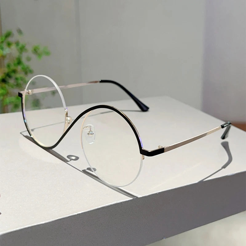 Women's Semi-Rimless Round Frame Fashion Eye Glasses