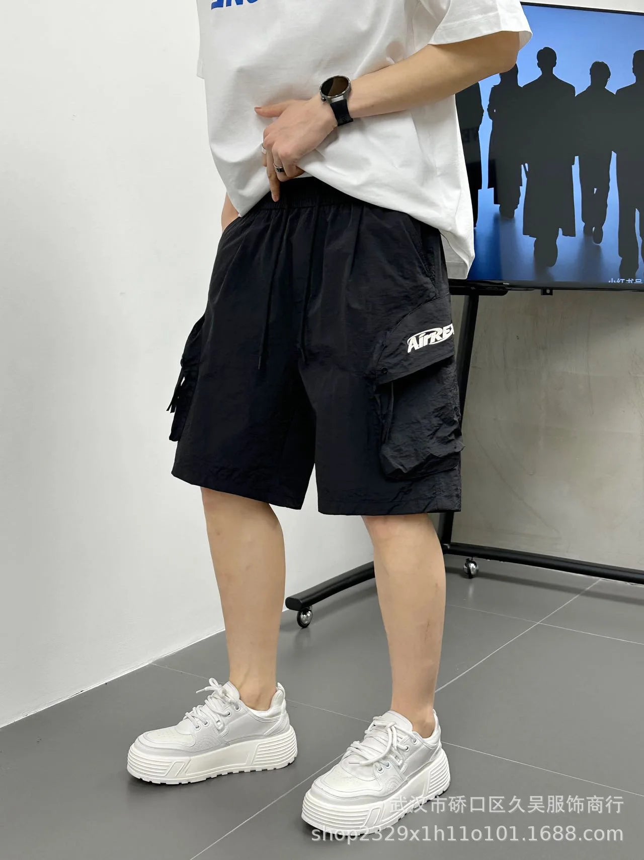 Men's Casual Cargo Shorts Knee Length Summer Drawstring Shorts