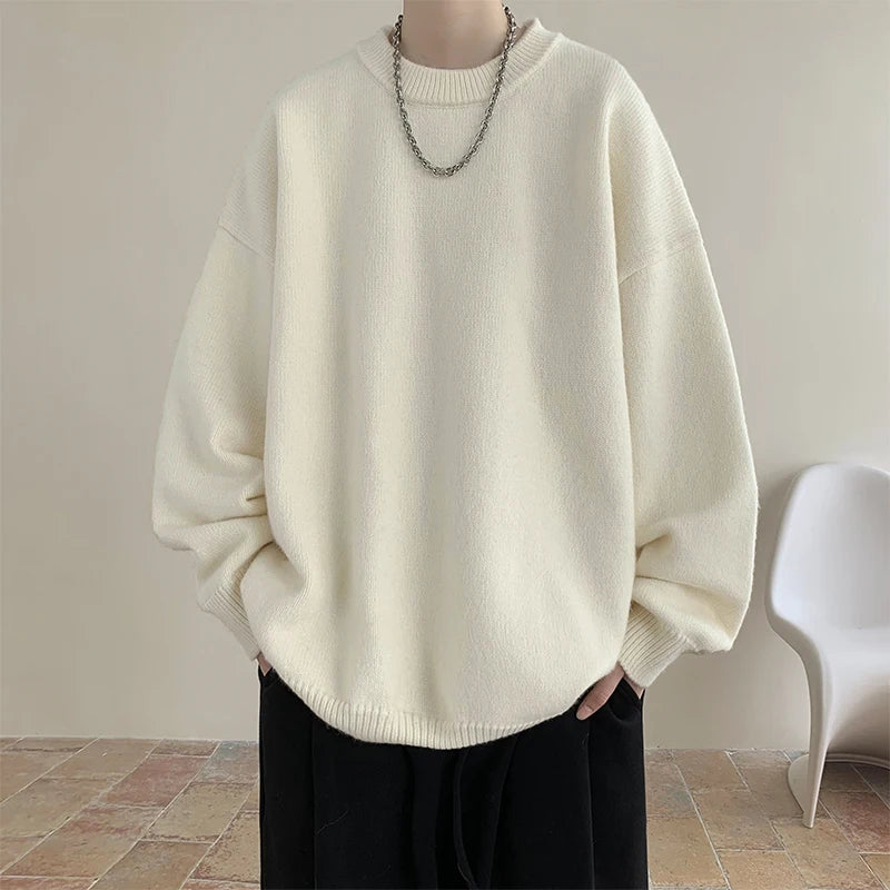 Men's Knit Pullover - Loose Casual O-Neck Sweater
