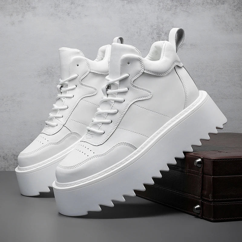 Men’s Casual Platform High Top Skateboard Vulcanized Sport Shoes Lace Up Sneakers