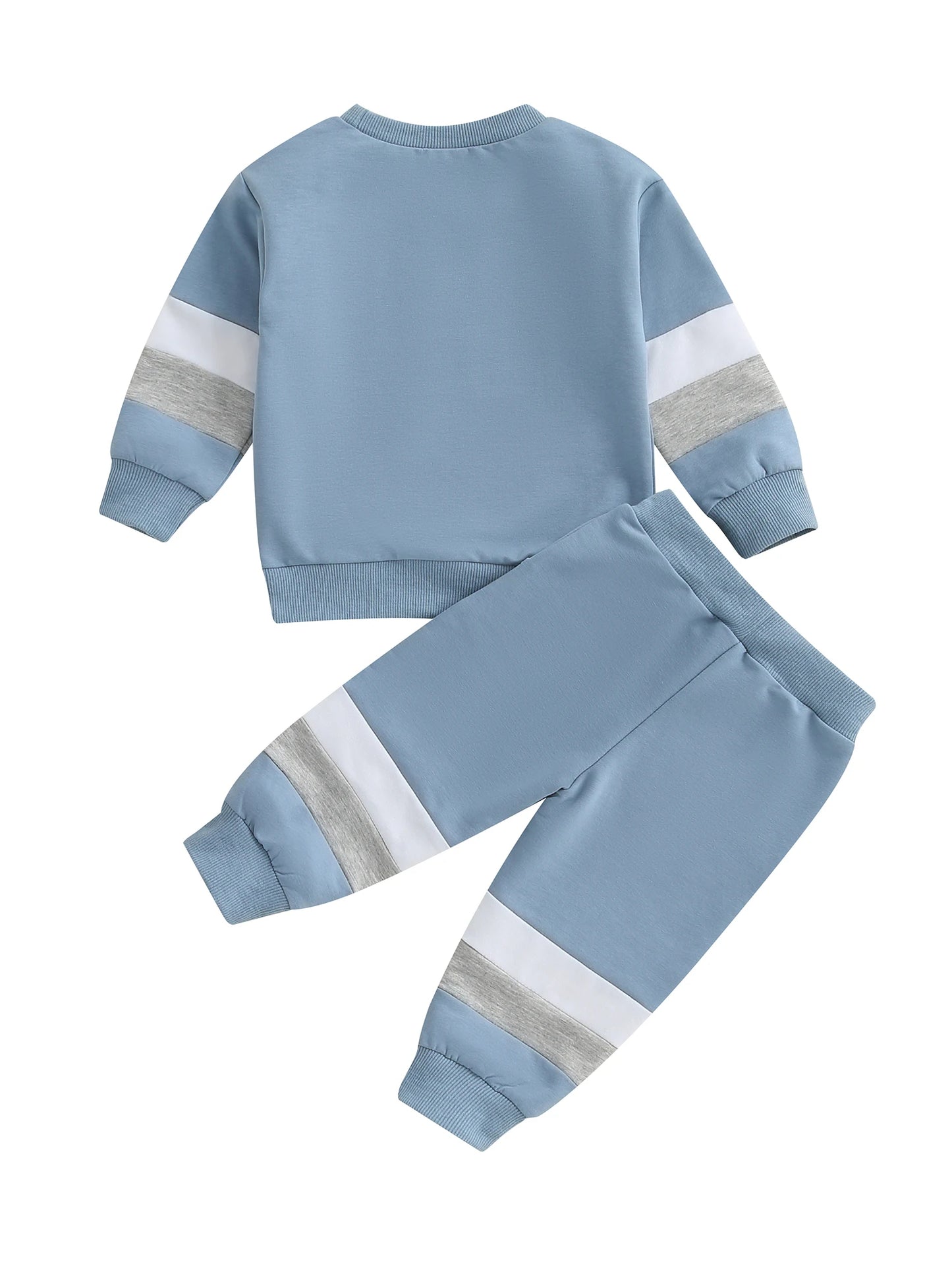 0-3Y Infant Baby Boys Casual Clothes Set Patchwork Long Sleeve Pullover Sweatshirt with Elastic Waist Pants