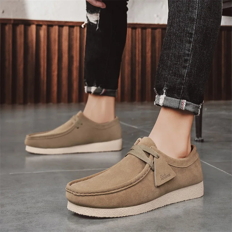 Men's Casual Suede Slip On Comfortable  Platform British Shoes