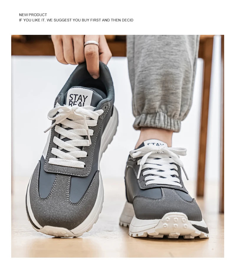 Men's Casual Sneakers Breathable Running Sport Shoes Tennis Sneakers Lace Up Platform Trainers Shoes