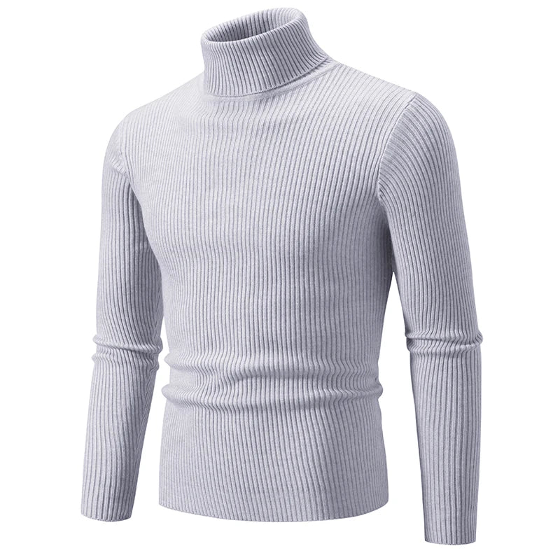 Men's Slim Fit Turtleneck Sweater - Warm Knitted Pullover