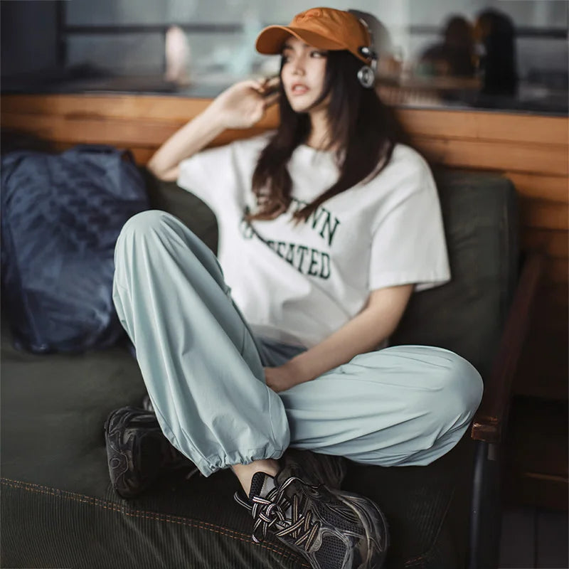 Women's Cool-Touch Parachute Pants - Lightweight Cargo Joggers