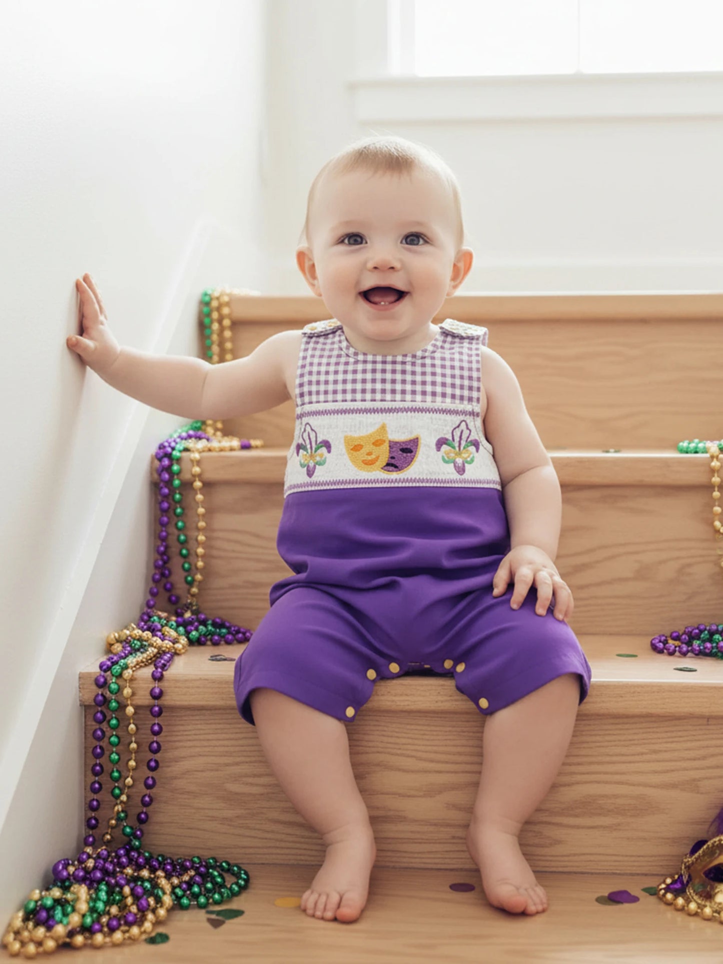 Baby Boys Romper - Embroidered Sleeveless Jumpsuit (0-18M)