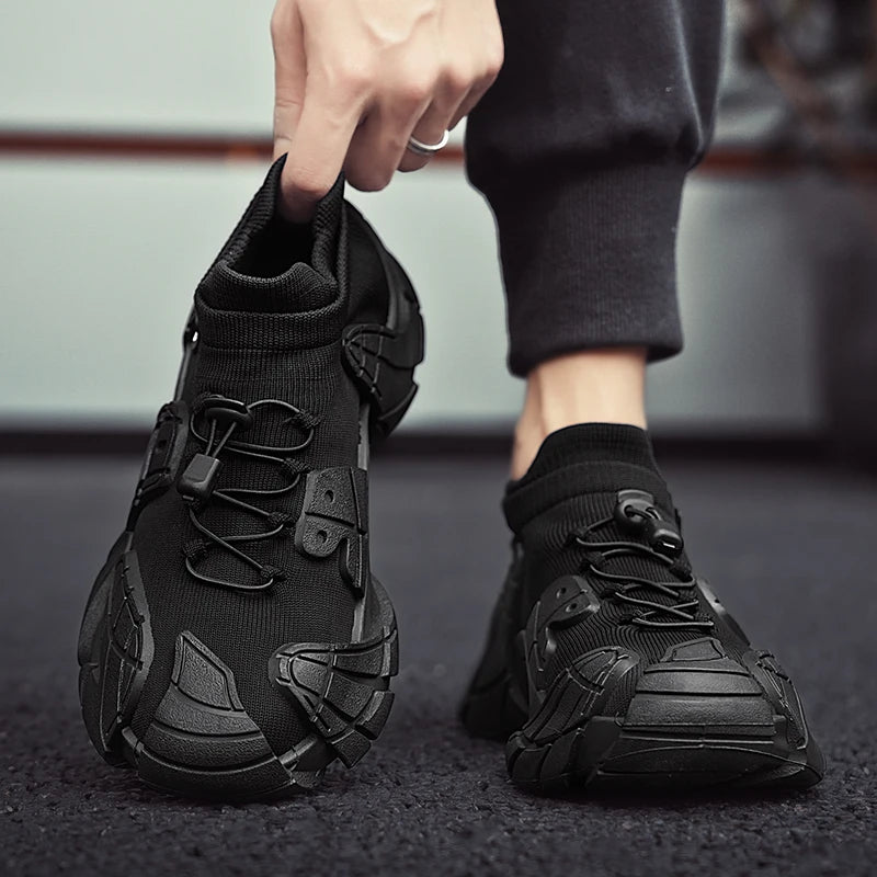 Men's Sports  Mesh Running Sneakers Slip On Comfortable High Top Lace Up Sneakers