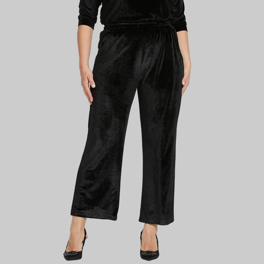 Women's Wide Leg Corduroy Trousers — Straight Fit Oversized Office Pants with Pockets