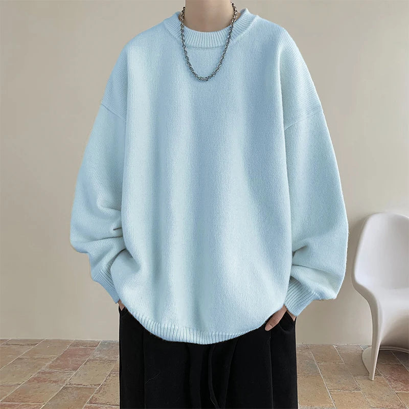 Men's Knit Pullover - Loose Casual O-Neck Sweater
