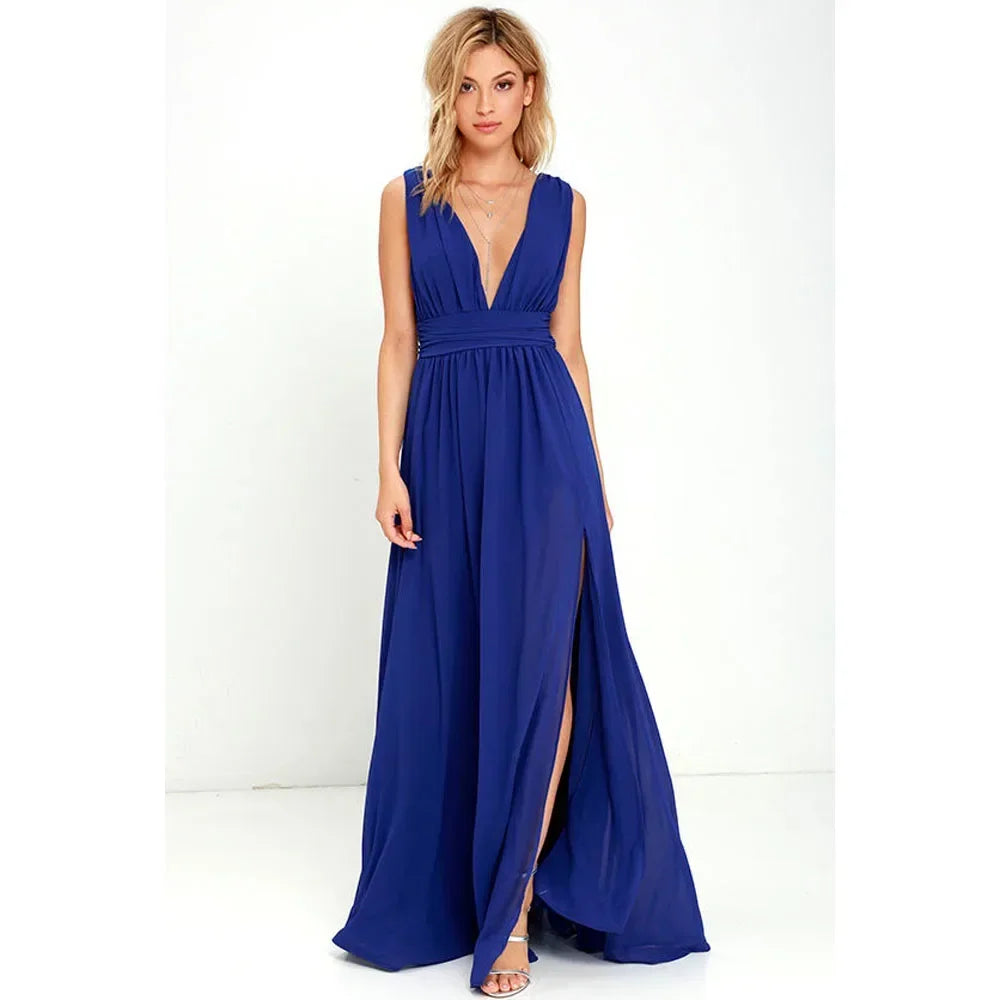 Women Backless Mesh Long  maxi Summer Dress