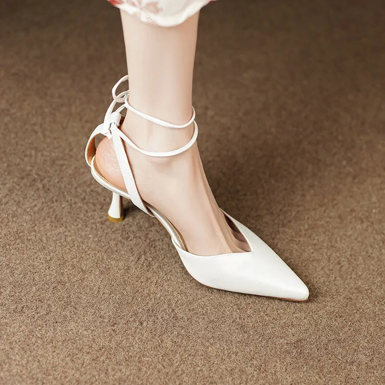 Women's Pointed Toe Rhinestone Wedding Sandals - Bowknot Pendant Pumps