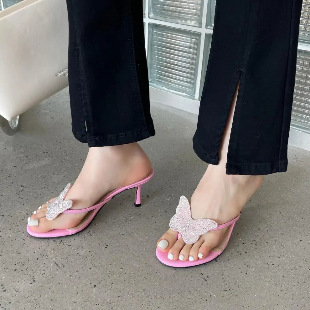 Women's Butterfly Flip Flops - High Heel Beach Sandals
