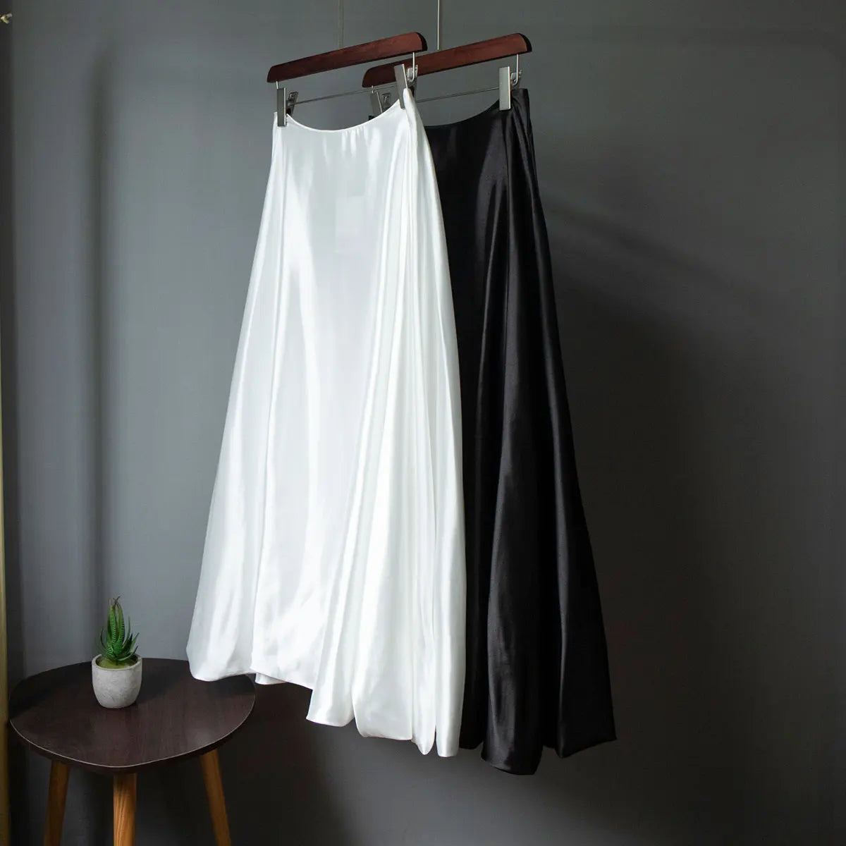 Women's Satin High Waist Ankle-Length Skirt