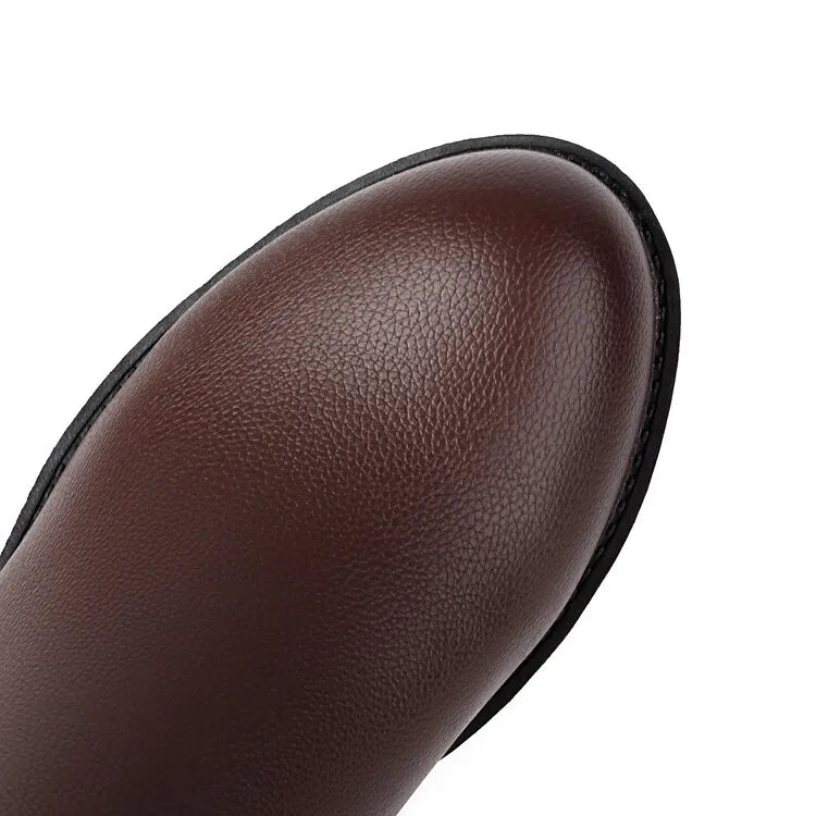 Faux Suede Ankle Boots - 5cm Flat Heel with Belt Buckle Detail