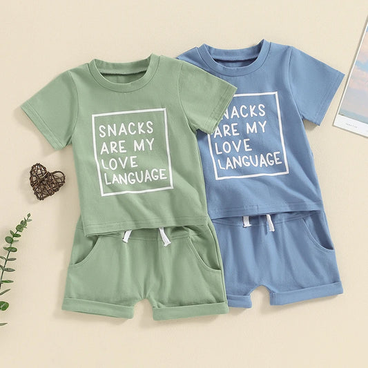 Summer Baby Boys Casual Letter Print Outfit Set - 2-Piece T-Shirt & Shorts (0-3Y)