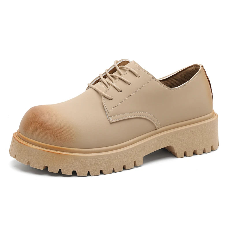 Platform Derby Shoes - Men's Genuine Leather Business & Casual Footwear